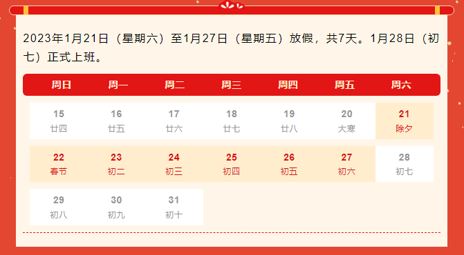 恭贺新春 | Z6·尊龙凯时2023年春节放假通知！